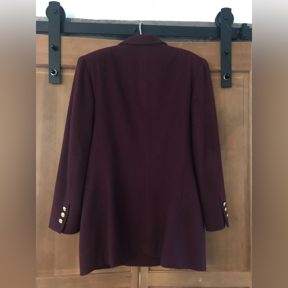 Vintage Liz Claiborne Dark Purple Wool 90’s Dress Jacket with Gold Buttons Sz 12 - Picture 4 of 10